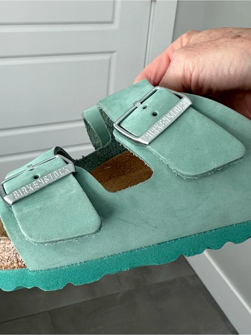 Birkenstock Women's Arizona sandal sage green nubuck leather 39 wide NWT - Picture 4 of 9